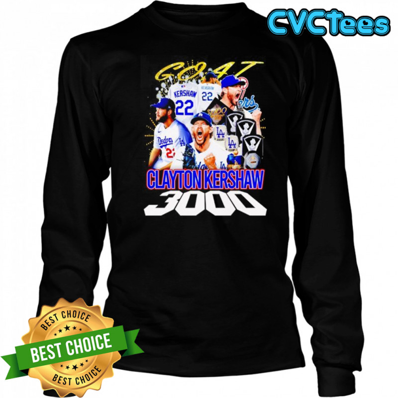 Clayton Kershaw Los Angeles Dodgers Goat 3000 signature poster shirt Long Sleeved